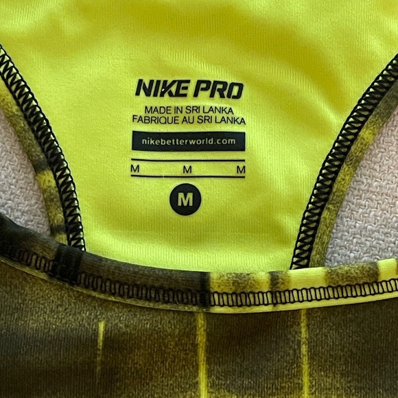 Nike Pro Dri-Fit Neon Yellow & Brown Sports Bra - Picture 4 of 4